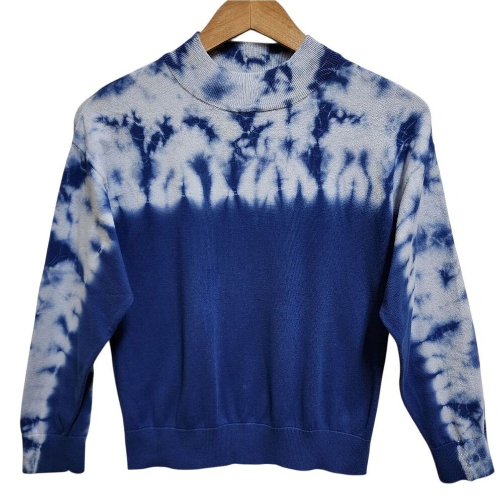 Scott & Scott London Edit Blue Silk Blend Tie Dye Colorblock Long Slv Sweater S